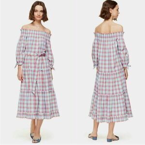 Kate Spade Broome Street Madras Off-Shoulder Dress